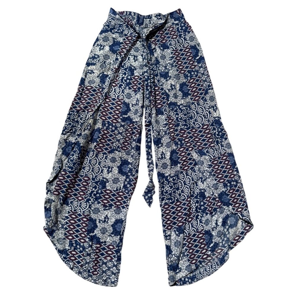 Japna XS Womens Multicolor Floral Pattern High-Low Wrap Pants 100% Viscose